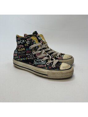 Y2K Converse Chuck Taylor All Star High-Top Wom 5.5 Shoes Music Graffiti Black